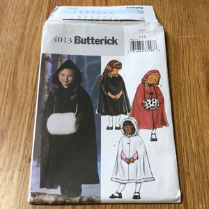 Uncut Vintage sewing pattern Butterick 4013 girls cape, muff and headband